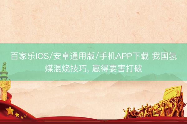 百家乐IOS/安卓通用版/手机APP下载 我国氢煤混烧技巧， 赢得要害打破