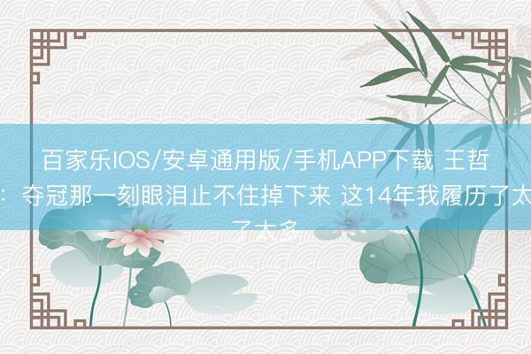 百家乐IOS/安卓通用版/手机APP下载 王哲林:夺冠那一刻眼泪止不住掉下来 这14年我履历了太多