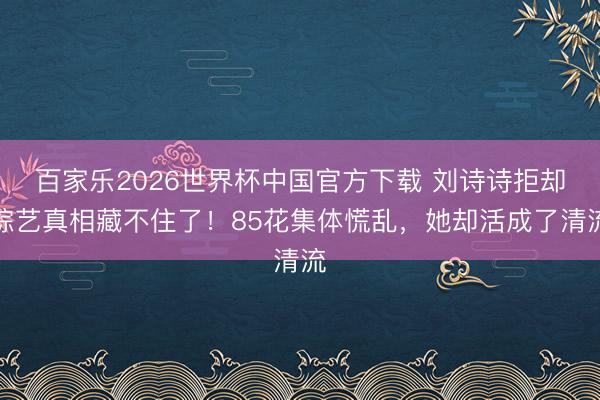 百家乐2026世界杯中国官方下载 刘诗诗拒却综艺真相藏不住了！85花集体慌乱，她却活成了清流