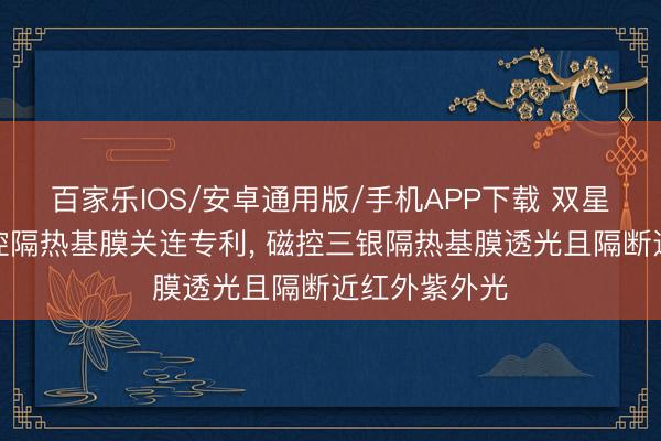 百家乐IOS/安卓通用版/手机APP下载 双星新材肯求磁控隔热基膜关连专利, 磁控三银隔热基膜透光且隔断近红外紫外光