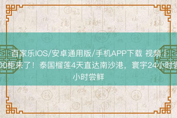 百家乐IOS/安卓通用版/手机APP下载 视频|4000柜来了!泰国榴莲4天直达南沙港,寰宇24小时尝鲜